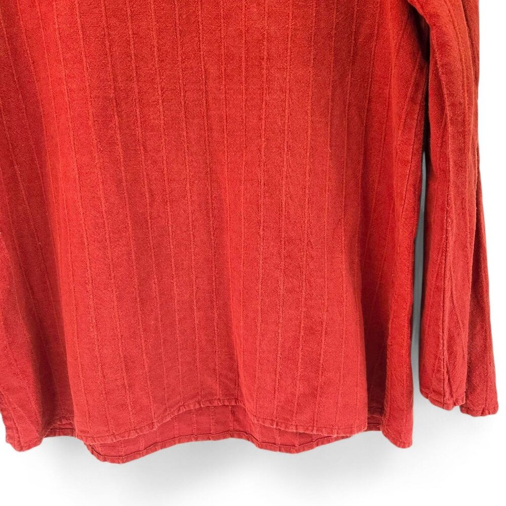 Flax Vintage Long Sleeve Striped Top Terracott Medium Linen Cotton Blend - Picture 4 of 9